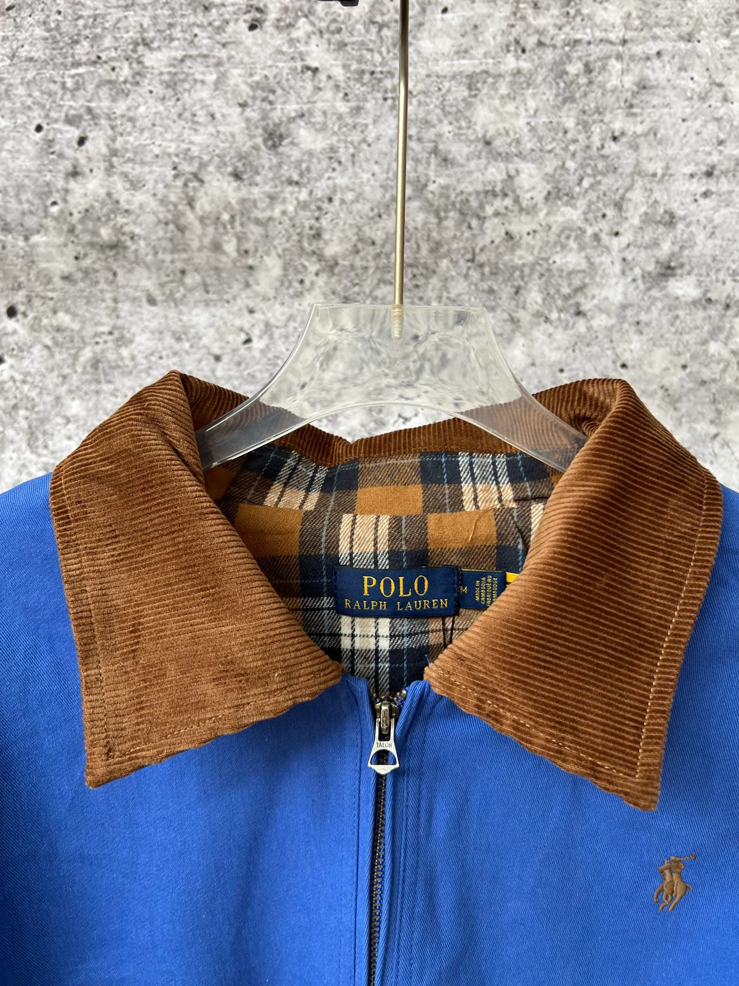 P310 Ralph Lauren women's autumn short wide jacket, short wide version with loose bust, elongated upper body effect, lining with plaid fabric, corduroy contrast collar added to the collar to make it more personalized, imported embroidered pony logo, fine workmanship and customized hardware accessories